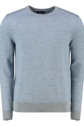 MAERZ Pullover Rundhals mit Leinen shades of blue