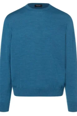 MAERZ Rundhals Pullover blau extra feine Merinowolle