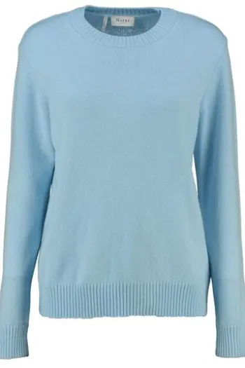 MAERZ Rundhals-Pullover hellblau aus hochwertiger Merinowolle
