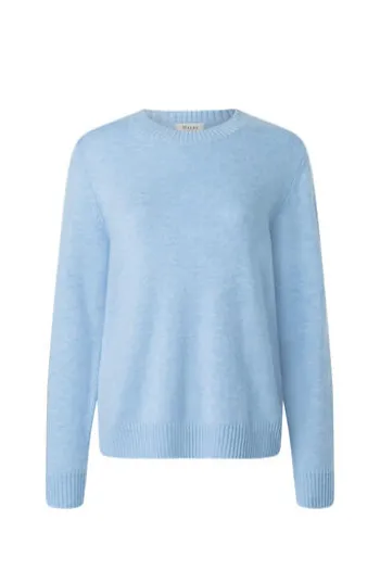 MAERZ Rundhals-Pullover hellblau aus hochwertiger Merinowolle