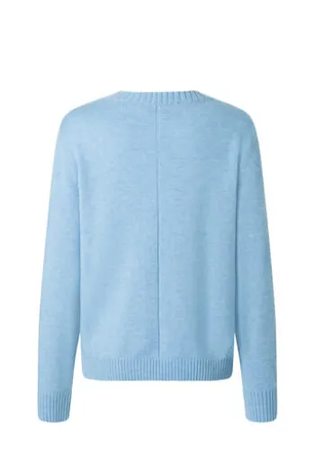 MAERZ Rundhals-Pullover hellblau aus hochwertiger Merinowolle