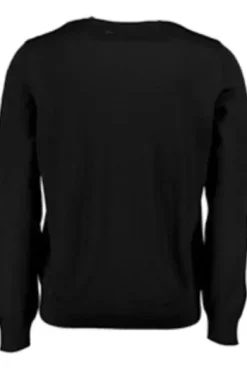 MAERZ Rundhals Pullover schwarz extra feine Merinowolle