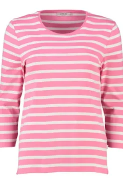 MAERZ Shirt chateau rose gestreift in softer Baumwoll-Mixqualität