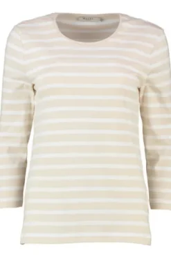 MAERZ Shirt french oak-beige gestreift in softer Baumwoll-Mixqualität