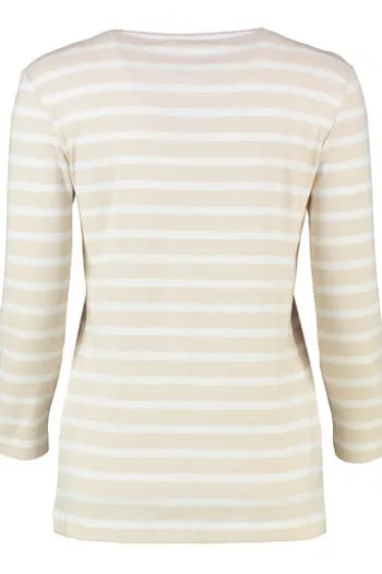 MAERZ Shirt french oak-beige gestreift in softer Baumwoll-Mixqualität