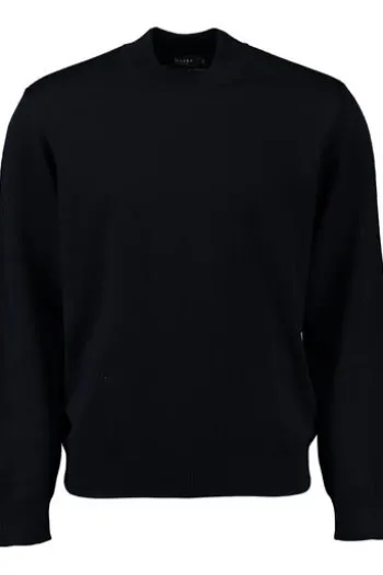 MAERZ Stehkragen Pullover marine aus Merinowolle