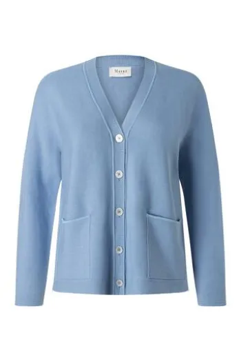 MAERZ Strickjacke endless sky- hellblau in Organic-Baumwoll-Qualität