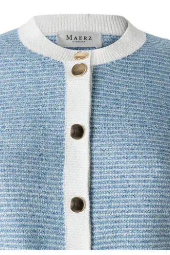 MAERZ Strickjacke endless sky- hellblau gestreift in edler Optik