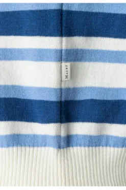 MAERZ Strickjacke endless sky- hellblau gestreift in Organic-Baumwoll-Qualität