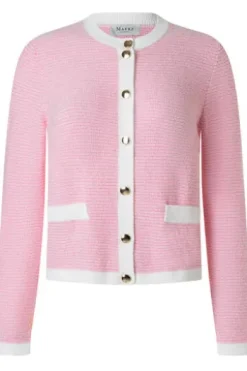MAERZ Strickjacke Mascarpone-rose gestreift in edler Optik