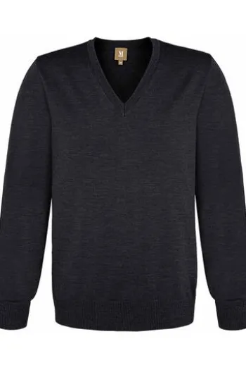 MAERZ V-Ausschnitt Pullover anthrazit extra feine Merinowolle