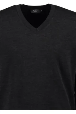MAERZ V-Ausschnitt Pullover anthrazit extra feine Merinowolle