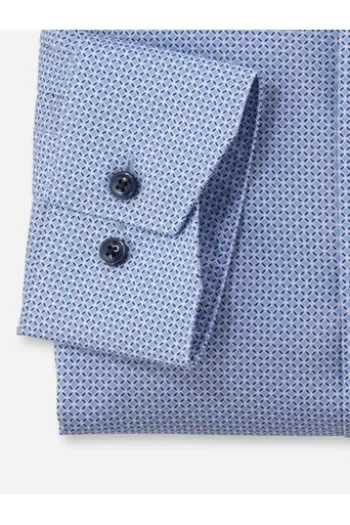 OLYMP Business Hemd Luxor blau gemustert Modern Fit Langarm