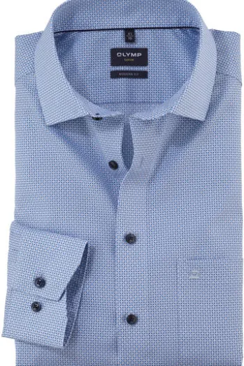 OLYMP Business Hemd Luxor blau gemustert Modern Fit Langarm