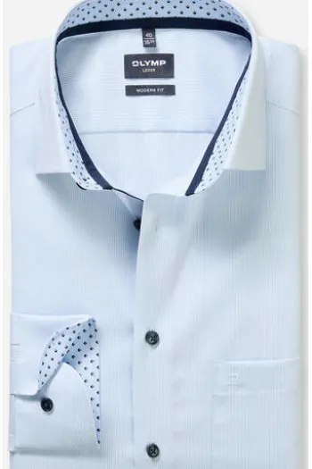 OLYMP Business Hemd Luxor bleu gestreift Modern Fit Langarm
