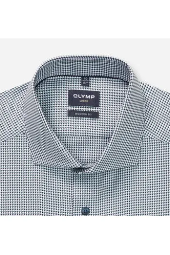 OLYMP Business Hemd Luxor grün gemustert Modern Fit Langarm