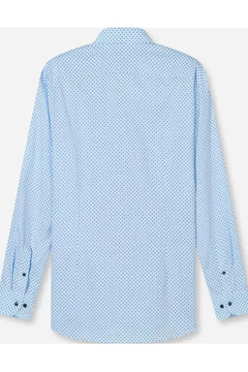 OLYMP City Hemd Luxor bleu gemustert Modern Fit Langarm