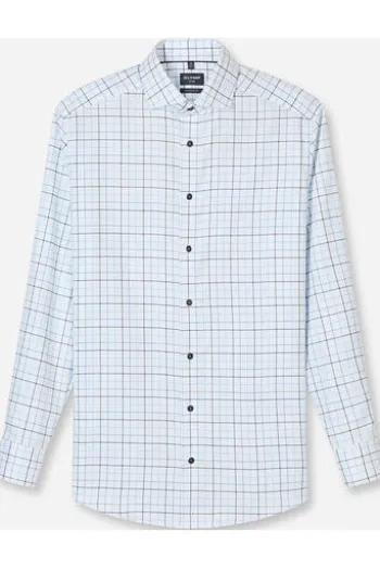 OLYMP Karo Hemd Luxor bleu kariert Modern Fit Langarm