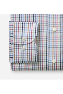 OLYMP Karo Hemd Luxor marine kariert Modern Fit Langarm