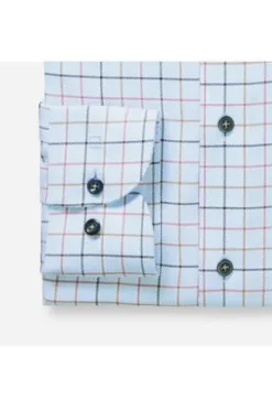 OLYMP Karo Hemd Luxor marine kariert Modern Fit Langarm
