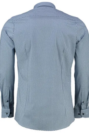 OLYMP Level Five gemustertes Hemd langarm Slim Fit bleu