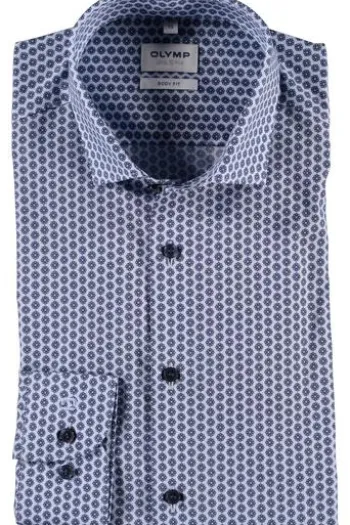 OLYMP Level Five gemustertes Hemd langarm Slim Fit bleu