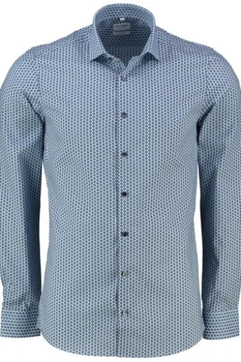 OLYMP Level Five gemustertes Hemd langarm Slim Fit bleu