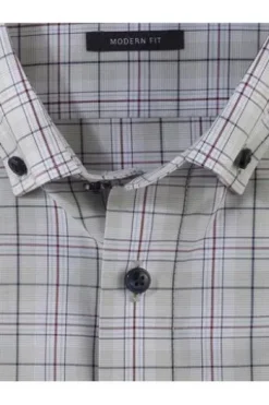 OLYMP Luxor gemustertes Hemd langarm Slim Fit kitt