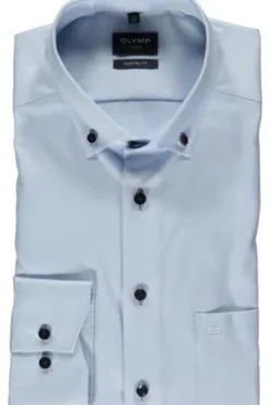 OLYMP Luxor gemustertes Hemd langarm Slim Fit hellblau