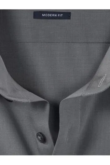 OLYMP Luxor gemustertes Hemd langarm Slim Fit mittelgrau
