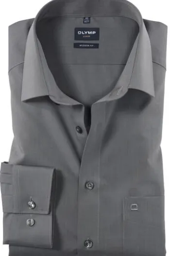 OLYMP Luxor gemustertes Hemd langarm Slim Fit mittelgrau