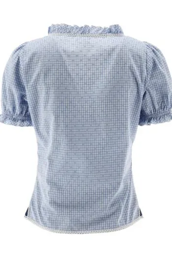 OS TRACHTEN Bluse blau kariert Kurzarm