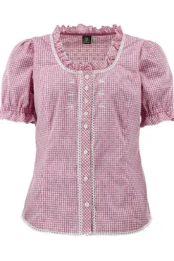 OS TRACHTEN Bluse pink kariert Kurzarm