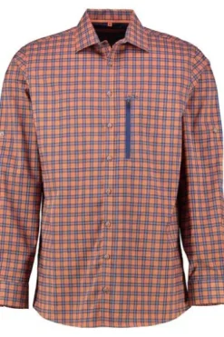 OS TRACHTEN Funktions Hemd orange kariert Regular Fit Langarm Stretch