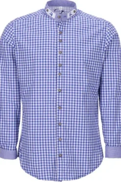 OS TRACHTEN Hemd blau kariert Slim Fit Langarm