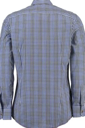 OS TRACHTEN Hemd blau kariert Slim Fit Langarm Haifischkragen
