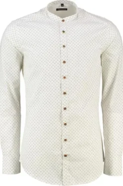 OS TRACHTEN Hemd dunkelgrün gemustert Slim Fit Langarm