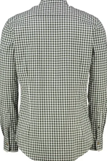 OS TRACHTEN Hemd grün kariert Slim Fit Langarm Stehkragen