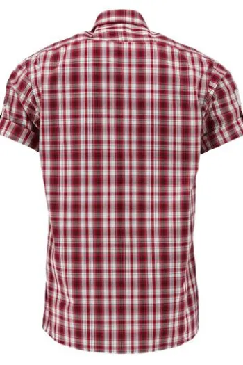 OS TRACHTEN Hemd hochrot kariert Regular Fit Kurzarm