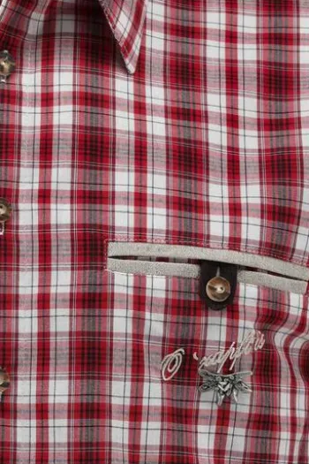 OS TRACHTEN Hemd hochrot kariert Regular Fit Kurzarm