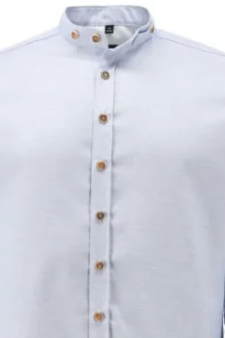 OS TRACHTEN Hemd mittelblau gemustert Slim Fit Langarm