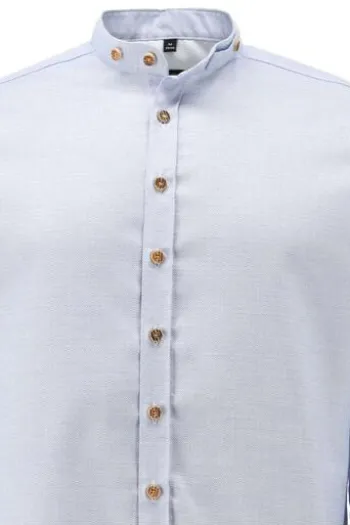 OS TRACHTEN Hemd mittelblau gemustert Slim Fit Langarm