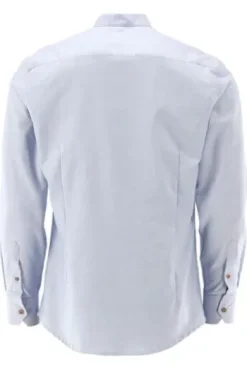 OS TRACHTEN Hemd mittelblau gemustert Slim Fit Langarm