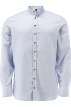 OS TRACHTEN Hemd mittelblau gemustert Slim Fit Langarm