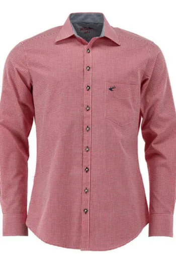 OS TRACHTEN Hemd rot kariert Slim Fit Langarm