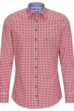 OS TRACHTEN Hemd rot kariert Slim Fit Langarm