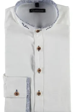 OS TRACHTEN Hemd weiß/blau Slim Fit Langarm
