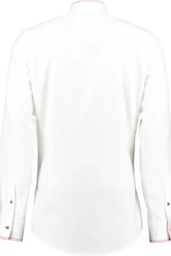 OS TRACHTEN Hemd weiß/rot Slim Fit Langarm