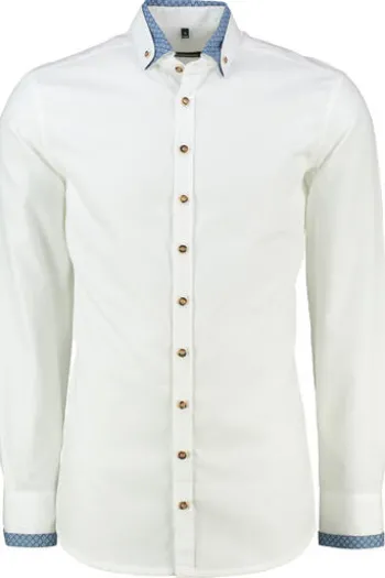 OS TRACHTEN Hemd weiss/blau Slim Fit