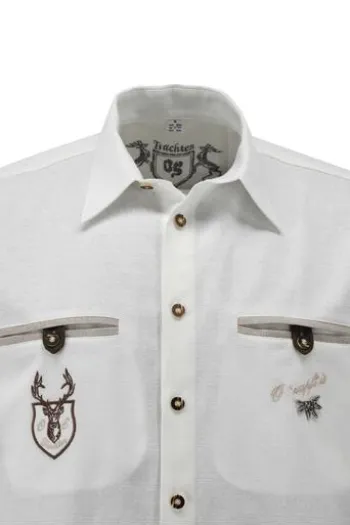 OS TRACHTEN Hemd weiss Regular Fit Kurzarm